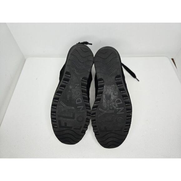 Fly London Yama Suede Lace Up Wedge Ankle Boots Black Women EU 39 US 8-8.5 - Picture 8 of 11